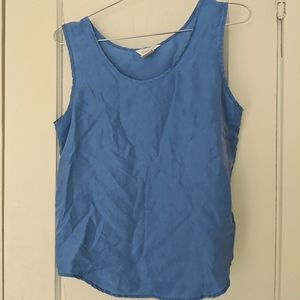 100% silk cornflower blue tank